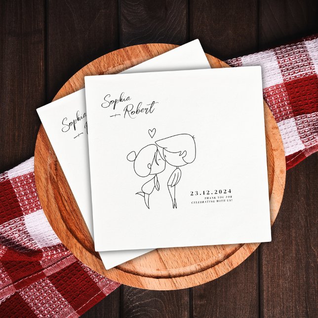 Serviette En Papier Mariage minimaliste blanc super mignon (Créateur téléchargé)