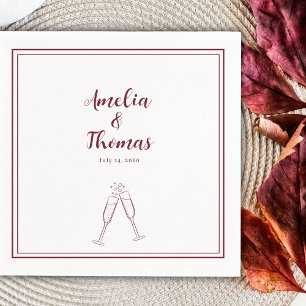 Serviette En Papier Mariage minimaliste de champagne de la frontière d