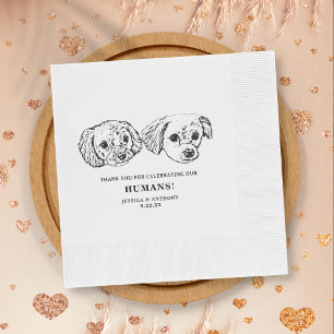 Serviette En Papier Mariage minimaliste de chien noir et blanc