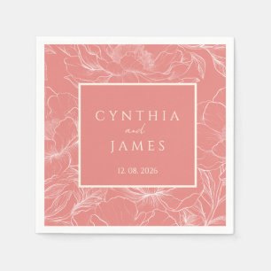 Serviette En Papier Mariage minimaliste de corail rose