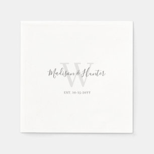 Serviette En Papier Mariage minimaliste de script blanc moderne