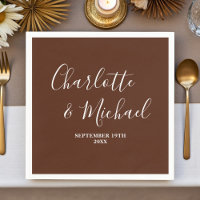 Mariage Minimaliste Écriture Boho Brun Élégant
