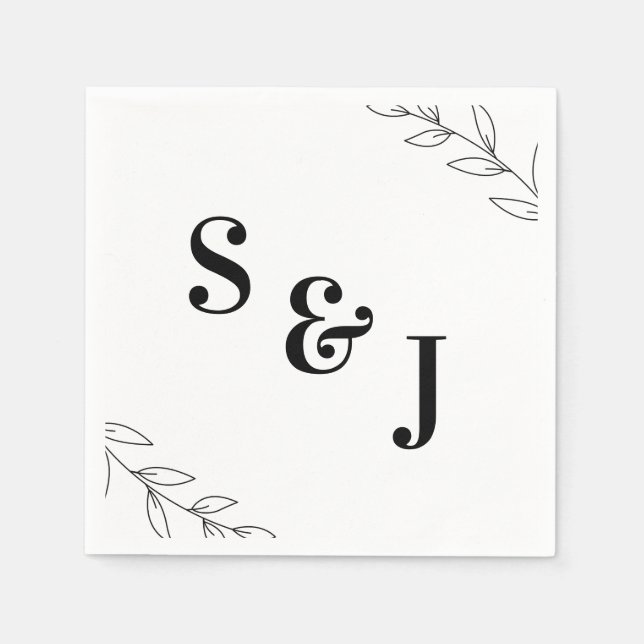 Serviette En Papier Mariage minimaliste élégant (Devant)