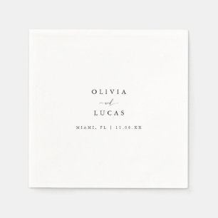 Serviette En Papier Mariage Minimaliste & Élégant Blanc