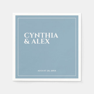 Serviette En Papier Mariage Minimaliste Élégant Bleu Poussiéreux