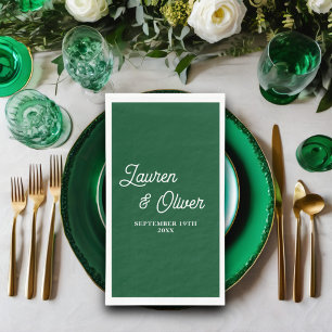 Serviette En Papier Mariage minimaliste Emerald Green Script