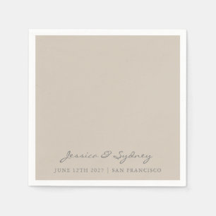 Serviette En Papier Mariage minimaliste en couleur beige