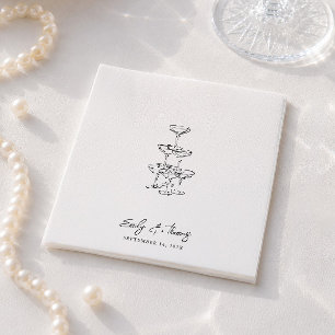 Serviette En Papier Mariage Minimaliste Encre Fantaisiste Dessiné à la