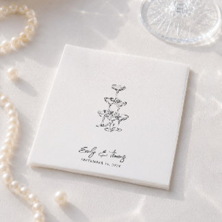 Serviette En Papier Mariage Minimaliste Encre Fantaisiste Dessiné à la