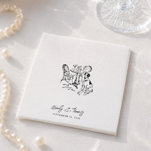 Serviette En Papier Mariage Minimaliste Encre Fantaisiste Dessiné à la
