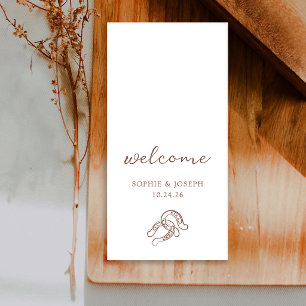 Serviette En Papier Mariage Minimaliste Fer à Cheval Marron et Blanc