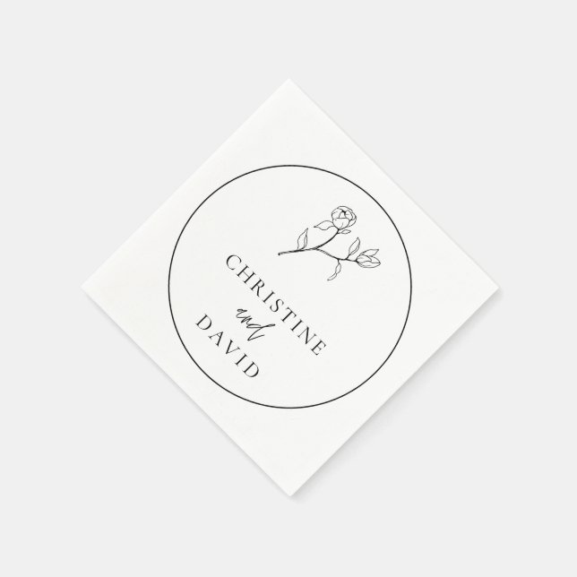 Serviette En Papier Mariage minimaliste floral élégant (Coin)