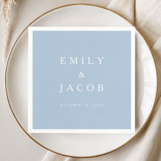 Serviette En Papier Mariage Minimaliste Moderne Bleu