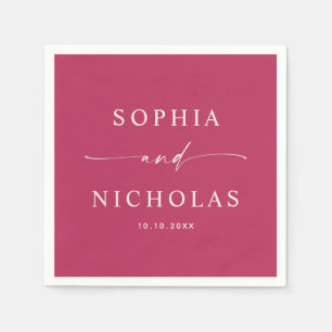 Serviette En Papier Mariage Minimaliste Moderne Chic Rose framboise