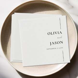 Serviette En Papier Mariage minimaliste moderne noir et blanc personna