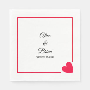 Serviette En Papier Mariage minimaliste moderne Red Heart