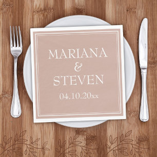 Serviette En Papier Mariage minimaliste moderne rose