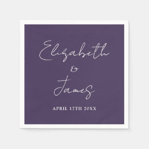 Serviette En Papier Mariage minimaliste moderne violet écriture