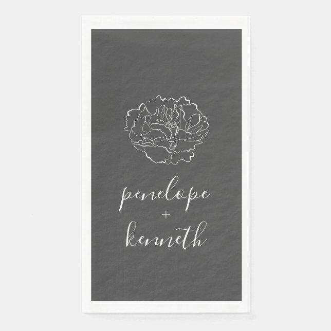 Serviette En Papier Mariage minimaliste noir et blanc (Devant)