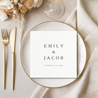 Serviette En Papier Mariage Minimaliste Noir Et Blanc