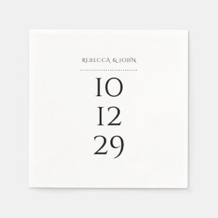Serviette En Papier Mariage minimaliste noir et blanc date spéciale