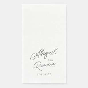 Serviette En Papier Mariage minimaliste noir et blanc script