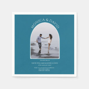 Serviette En Papier Mariage Minimaliste Photo Arche Bleu Sarcelle Mode