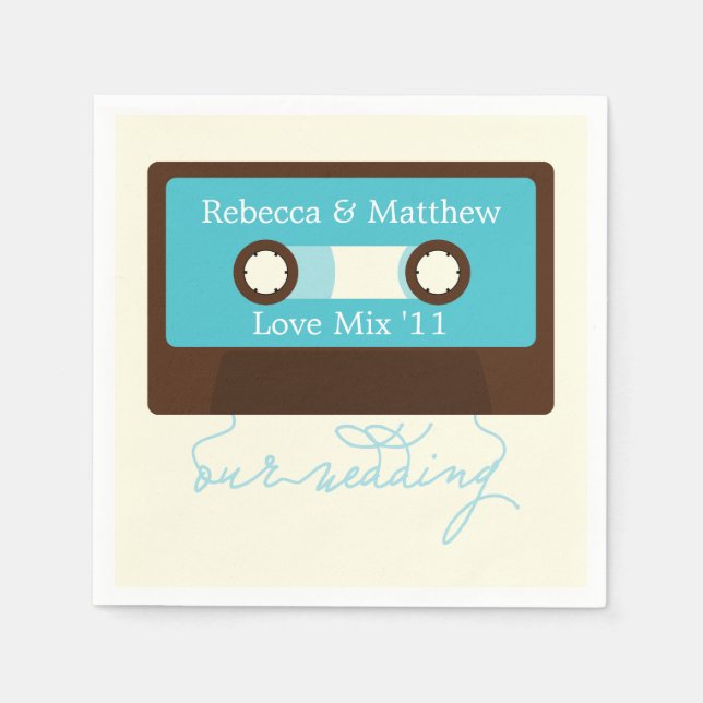 Serviette En Papier Mariage Mixtape rétro (Devant)