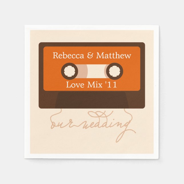 Serviette En Papier Mariage Mixtape rétro (Devant)