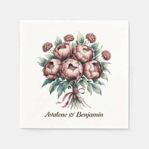 Serviette En Papier Mariage Mocha Brown Blooms