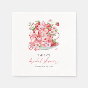 Serviette En Papier Mariage moderne à thème Tasse de thé aux fraises