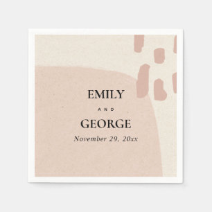 SERVIETTE EN PAPIER MARIAGE MODERNE ABSTRAIT DOUX KRAFT BLUSH ROSE