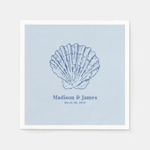 Serviette En Papier Mariage Moderne Côtier Bleu Poussiéreux