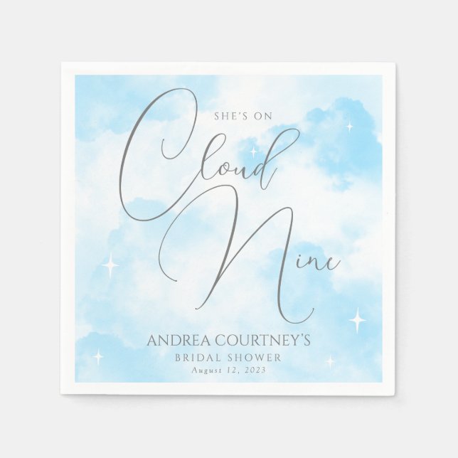 Serviette En Papier Mariage Moderne de Rêve aux Pastels Bleus Cloud Ni (Devant)