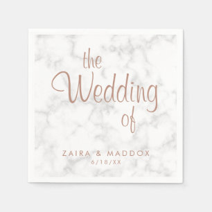 Serviette En Papier Mariage Moderne Écriture Rose Gold