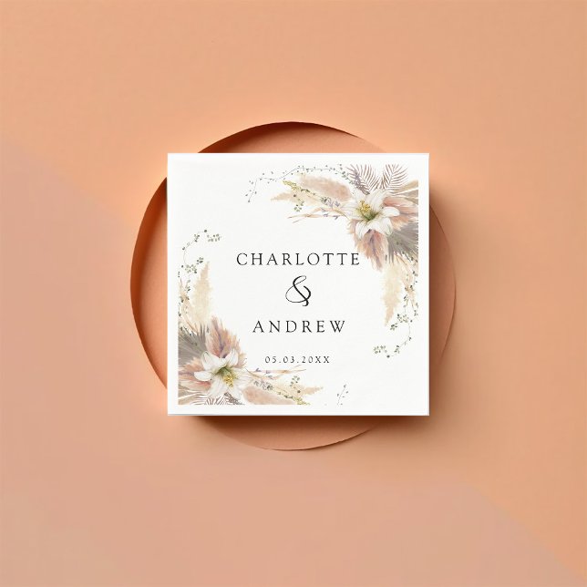 Serviette En Papier Mariage Moderne Élégant Boho (Créateur téléchargé)