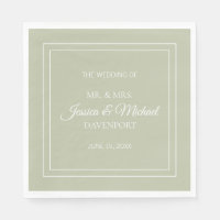 Mariage Moderne Élégant Écriture Vert Sauge Blanc