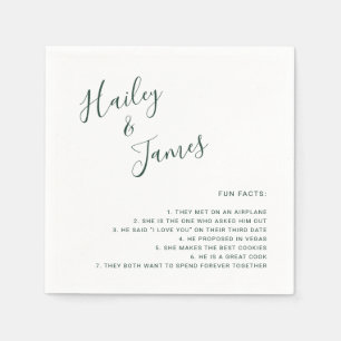 Serviette En Papier Mariage Moderne Élégant en Vert Forêt