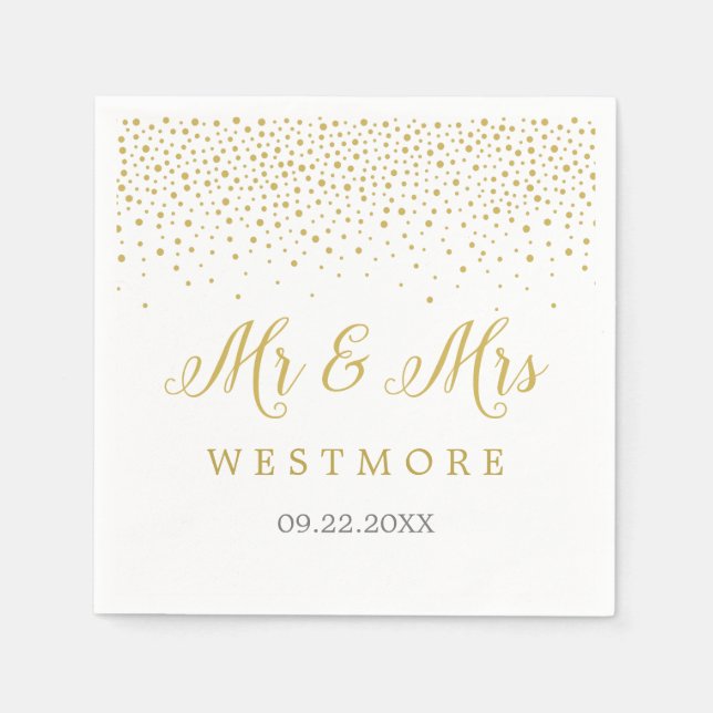 Serviette En Papier Mariage moderne Elegant Gold Confetti (Devant)