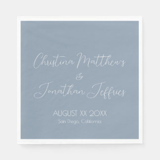 Serviette En Papier Mariage moderne et élégant Dusty Blue