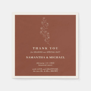 Serviette En Papier Mariage Moderne Fleur Minuscule Terracotta