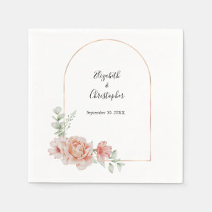 Serviette En Papier Mariage Moderne Floral Tendance de Pêche avec Arch