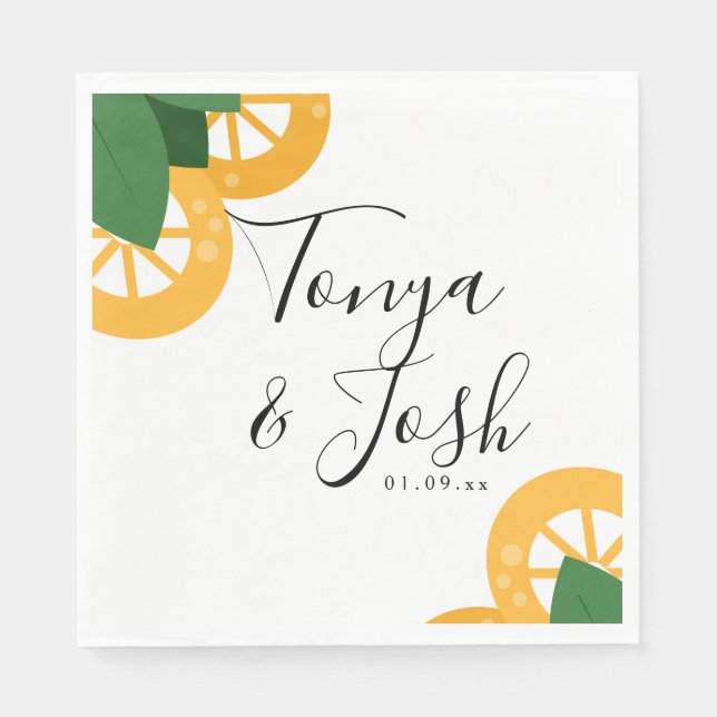 Serviette En Papier Mariage moderne Gras Citron Citrus Citrus (Devant)