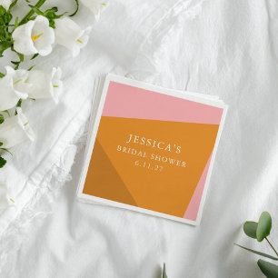 Serviette En Papier Mariage Moderne Gras Géométrique Rose Orange