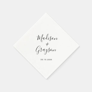 Serviette En Papier Mariage Moderne Minimaliste Élégant Simple