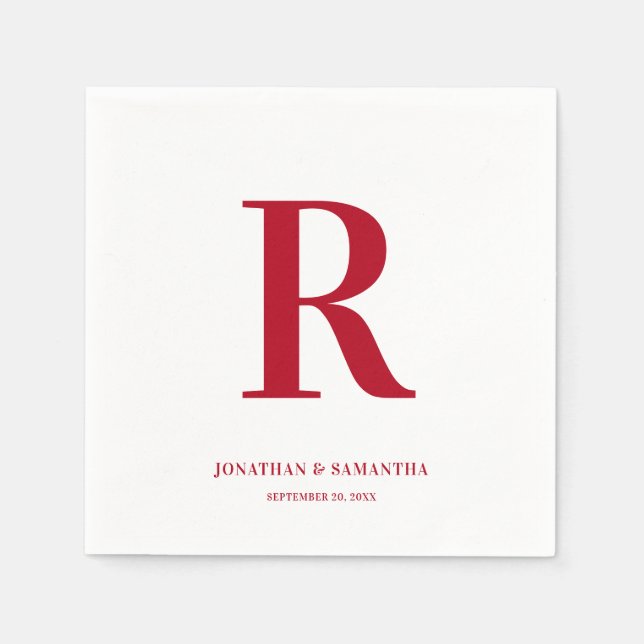 Serviette En Papier Mariage moderne Monogram Napkins (Devant)