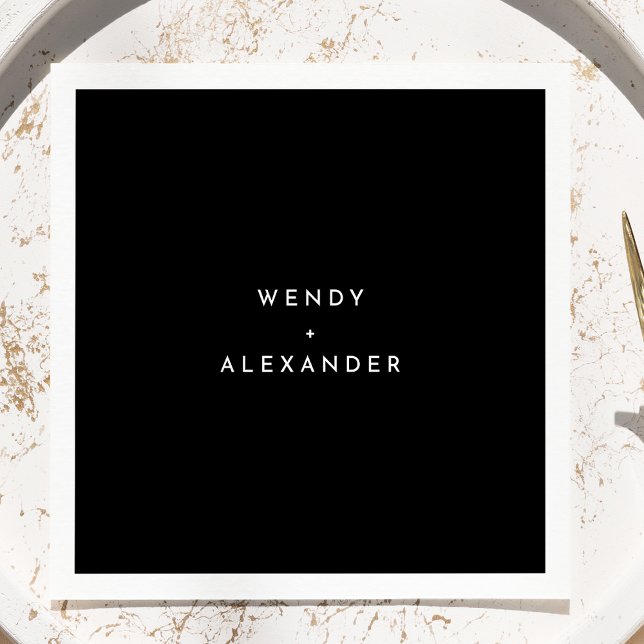 Serviette En Papier Mariage moderne noir (Créateur téléchargé)