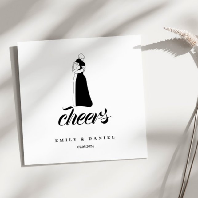 Serviette En Papier Mariage moderne noir et blanc NAPKINS (Créateur téléchargé)