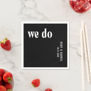 Serviette En Papier Mariage Moderne Noir Rubis
