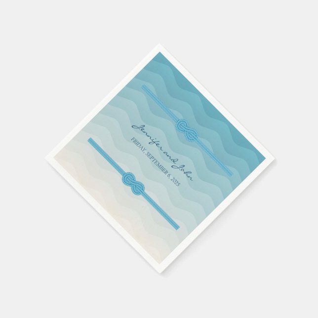 Serviette En Papier Mariage moderne Ombre blue Waves (Coin)